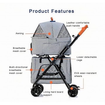 Rubeku Pet Stroller (LD03F) Grey